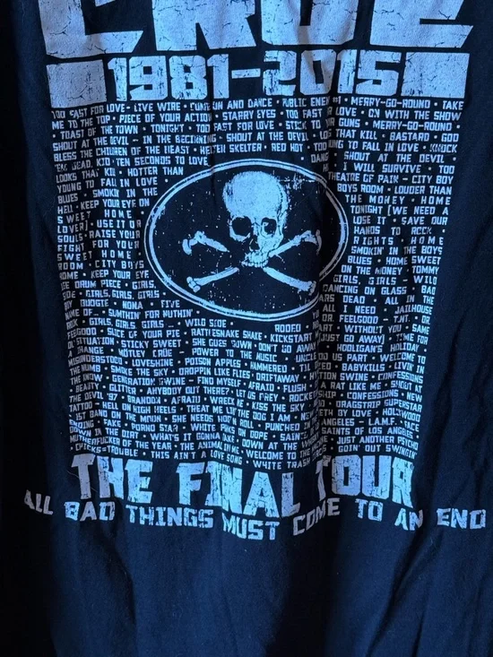 Motley Crue Final Tour Merch Tee T Shirt XL Band Rock 80s Front Back Music - Picture 8 of 10